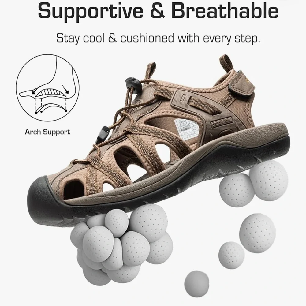 Dream Pairs Kids Brown Toe-Protective Closed-Toe Sandals